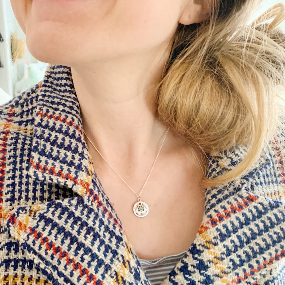 Vintage Irish Shamrock Folk Art Pendant Necklace - Picture 8 of 10